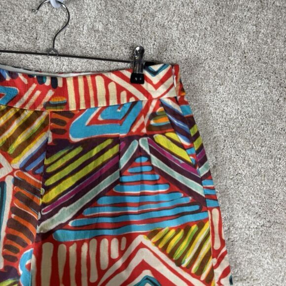 J Crew Collection Geo‎ Brushstroke Shorts Womens 6 Festival Multi Color Pleated - Picture 4 of 14